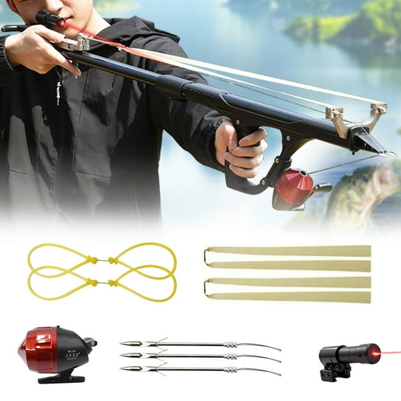 Adult Fishing Slingshot Hunting with High-precision Telescopic Rod Slingshot with Rubber Band Fishing Wheel Package