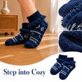 thumbnail image 1 of Adult Floor Slipper Socks Cable Knit Fleece Lined Thick Sock Slippers Indoor House Socks Warm Knit Bootie Socks Cozy Winter Home Footwear Non Slip Soft Plush Ankle Socks For Women Men (Navy), 1 of 4