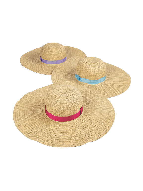Adult Floppy Sun Hats - Apparel Accessories - 6 Pieces