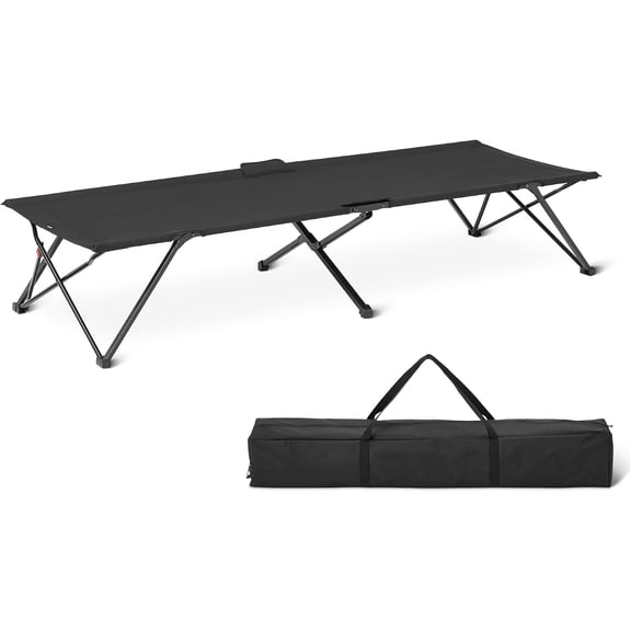 Adult Folding Camping Bed, 81.5 x 30.4inch Double Bed Size Steel Frame, 350 lbs Load Capacity, with Portable Storage Bag