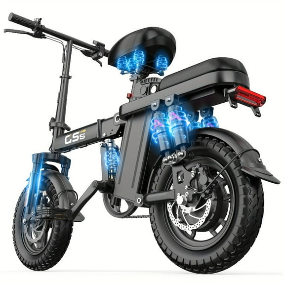 Adult Folding Electric Bicycle, Peak Power 740W Motor, 20 Mph Speed, 10-45-mile Range, 48V10AH/15AH Removable Battery, 14-inch Compact Size, Disc Brakes, City Commuting Electric Bike,