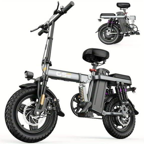 Adult Folding Electric Bicycle, Peak Power 740W Motor, 20 Mph Speed, 10-45-mile Range, 48V10AH/15AH Removable Battery, 14-inch Compact Size, Disc Brakes, City Commuting Electric Bike,