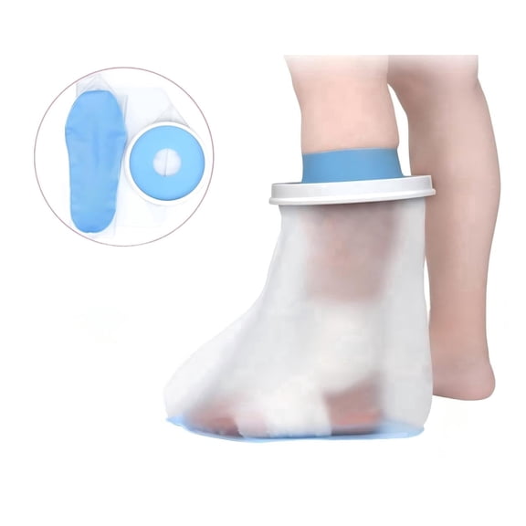 Adult Foot Cast Cover for Shower with Non-Slip Bottom, Reusable Foot Cast Protector, Waterproof Ankle Shower Boots for Surgery Wounds, Bandages or Burns
