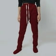 thumbnail image 1 of Adult Footed Sweatpants,Extremely Soft and Warm Footing Pajama Pants Drawstring Elastic Waisted Pants with Fleece Lined Feet Red-1 M, 1 of 7