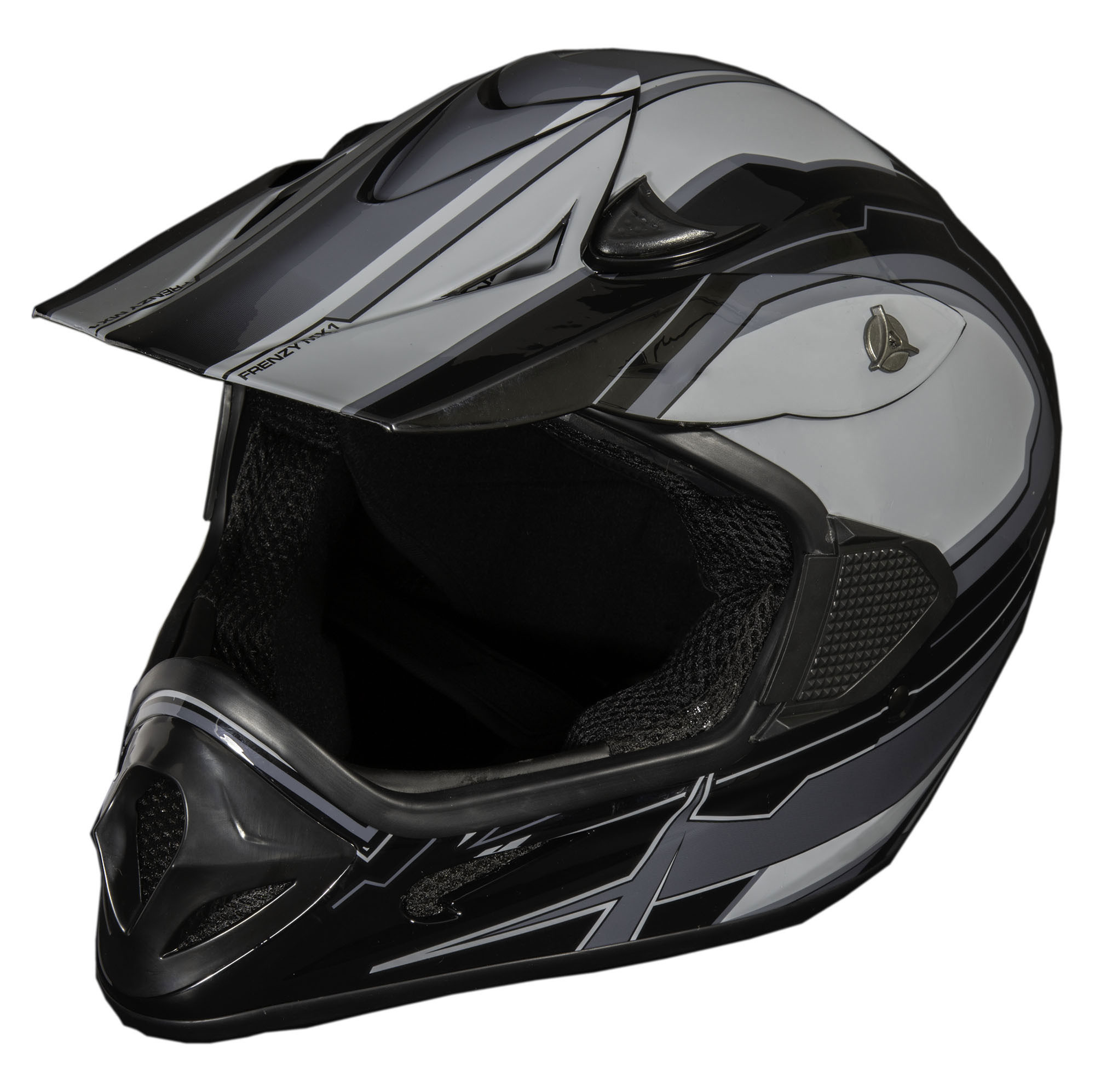 Adult Frenzy MX ATV off-road Helmet DOT Approved, color Black/Grey - Large 