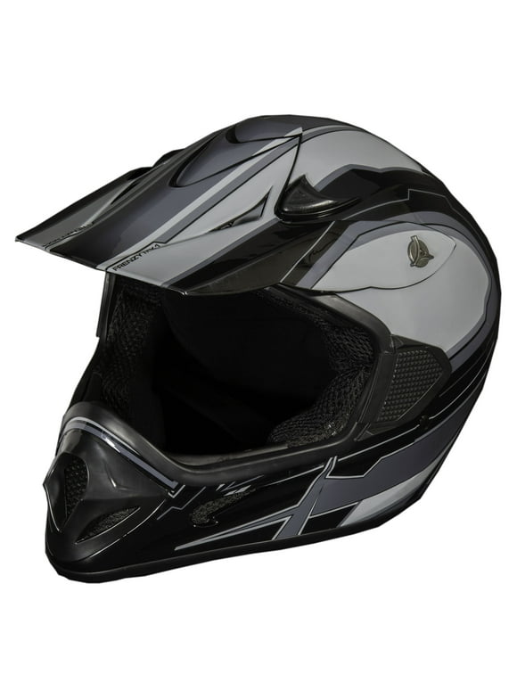 Adult Frenzy MX off-road ATV Helmet DOT Approved Black/Grey, Medium