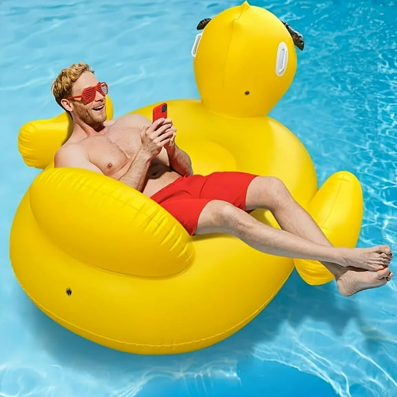 Adult Friendly Giant Duck Pool Buoy -72 Inch Inflatable Swimming Raft, XXL Heavy-duty PVC Floating Lounge Chair, Suitable For Beach, Lake, Pool Parties (weighing Up To 300 Pounds)