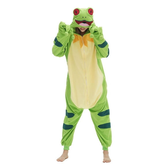 Adult Frog Onesie Costume, Frog Hoodies Animal Halloween Cosplay Homewear Sleepwear for Women Men