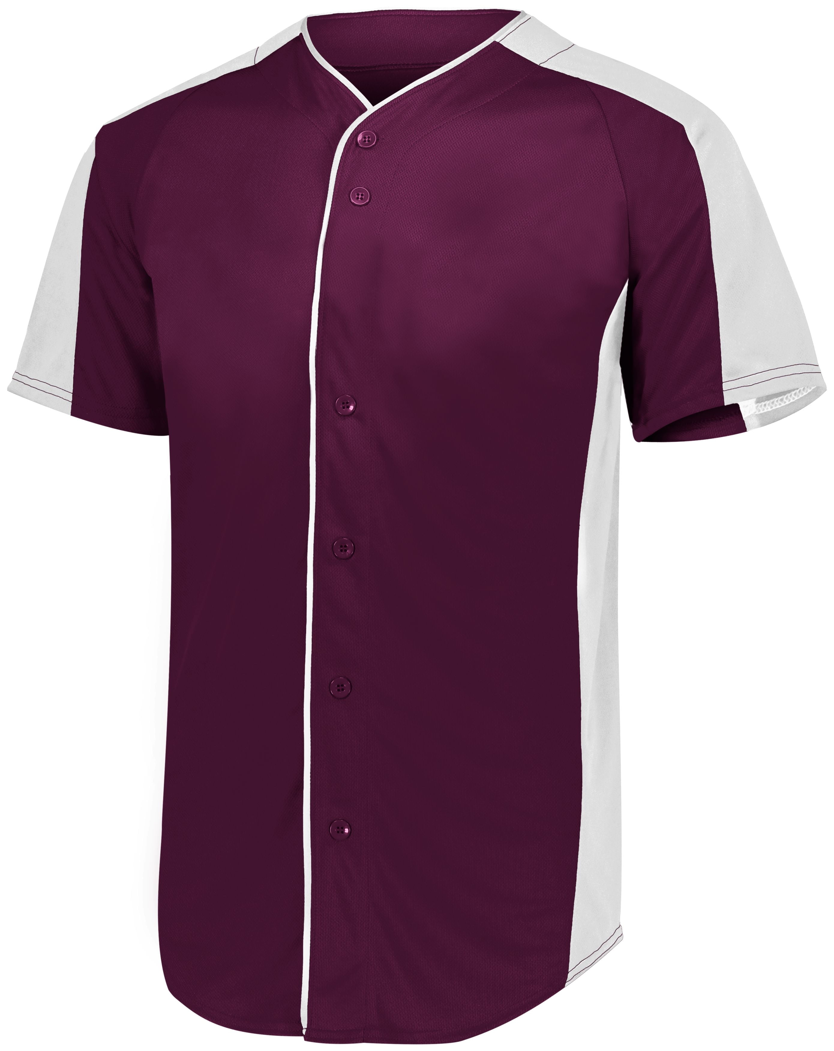Adult Full-Button Baseball Jersey - MAROON/ WHITE - 2XL