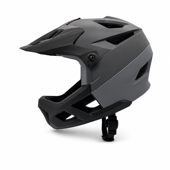 Adult Full Face Mountain Bike Helmet, Removable Chin Guard, Adjustable Visor, Gray Black