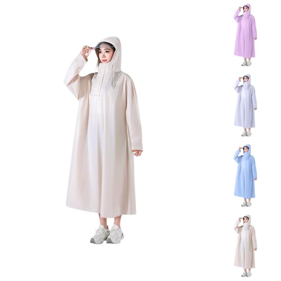 Adult Full Length Waterproof Raincoat Hooded Riding Rain Jacket for Bicycle, Motorcycle & Outdoor Commuting