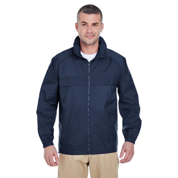Adult Full-Zip Hooded Pack-Away Jacket - TRUE NAVY - L