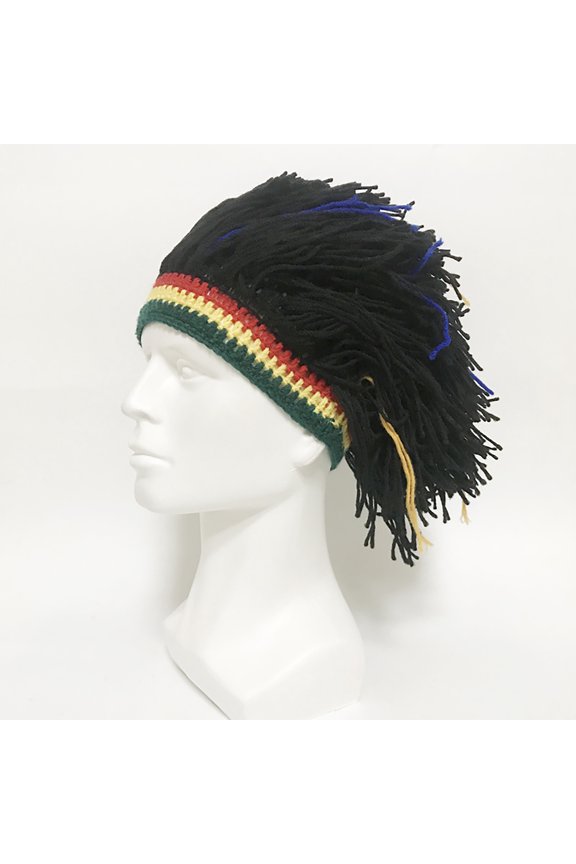 Adult Funny Knitted Viking Beard Beanie Horn Hat Winter Warm Mask