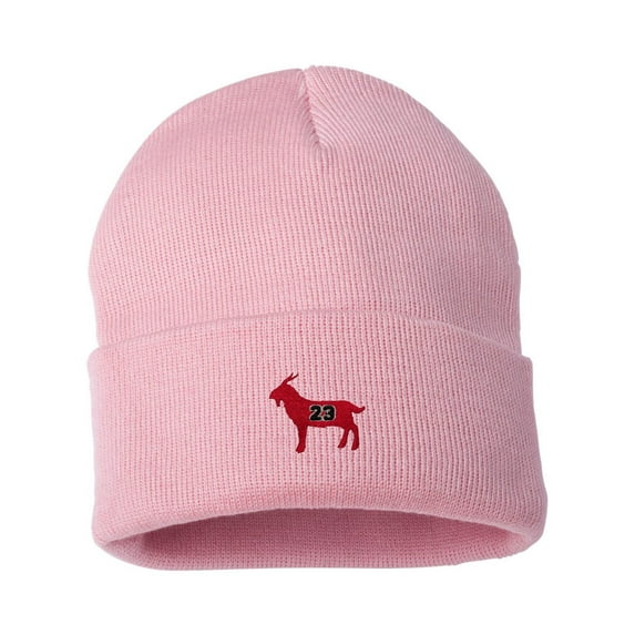 Adult G.O.A.T. Jordan #23 Goat Greatest Of All Time Embroidered Cuffed Knit Beanie Cap