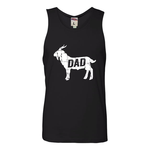 Adult GOAT Dad Greatest Of All Time Funny Father's Day Sleeveless Tank Top Cotton T-Shirt