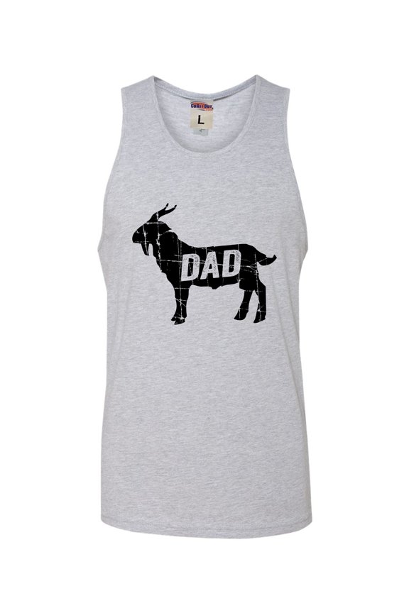Adult GOAT Dad Greatest Of All Time Funny Father's Day Sleeveless Tank Top Cotton T-Shirt