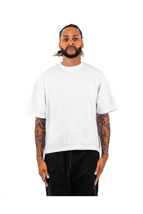 Adult Garment-Dyed Drop-Shoulder T-Shirt - WHITE L