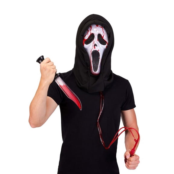 Ghost Face Bleeding Adult Mask with Knife Costume Kit | Scream Costumes
