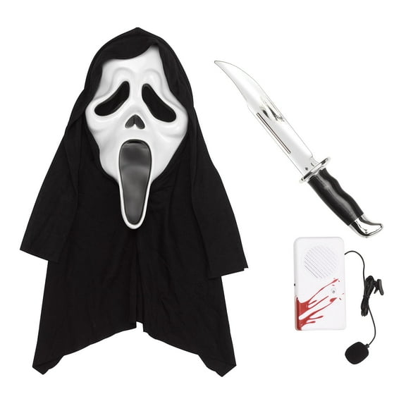 Fun World Officially Licensed Ghost Face Slayer Kit with Voice Changer Costume Accessory Black