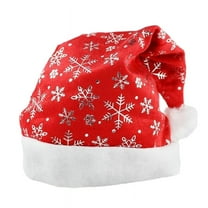 Adult Gild Snowflake Pattern Santa Hat Windproof Hat Traditional Red Christmas Santa Hat for Teens New Year Presents