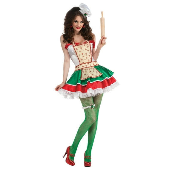 Womens Adult Sexy Christmas Ginger Bread Sweetie Chef Costume Large 10-14
