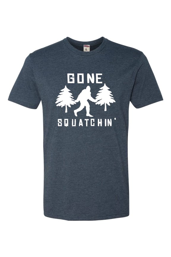 Adult Gone Squatchin' Gone Squatching Bigfoot Sasquatch Deluxe T-Shirt