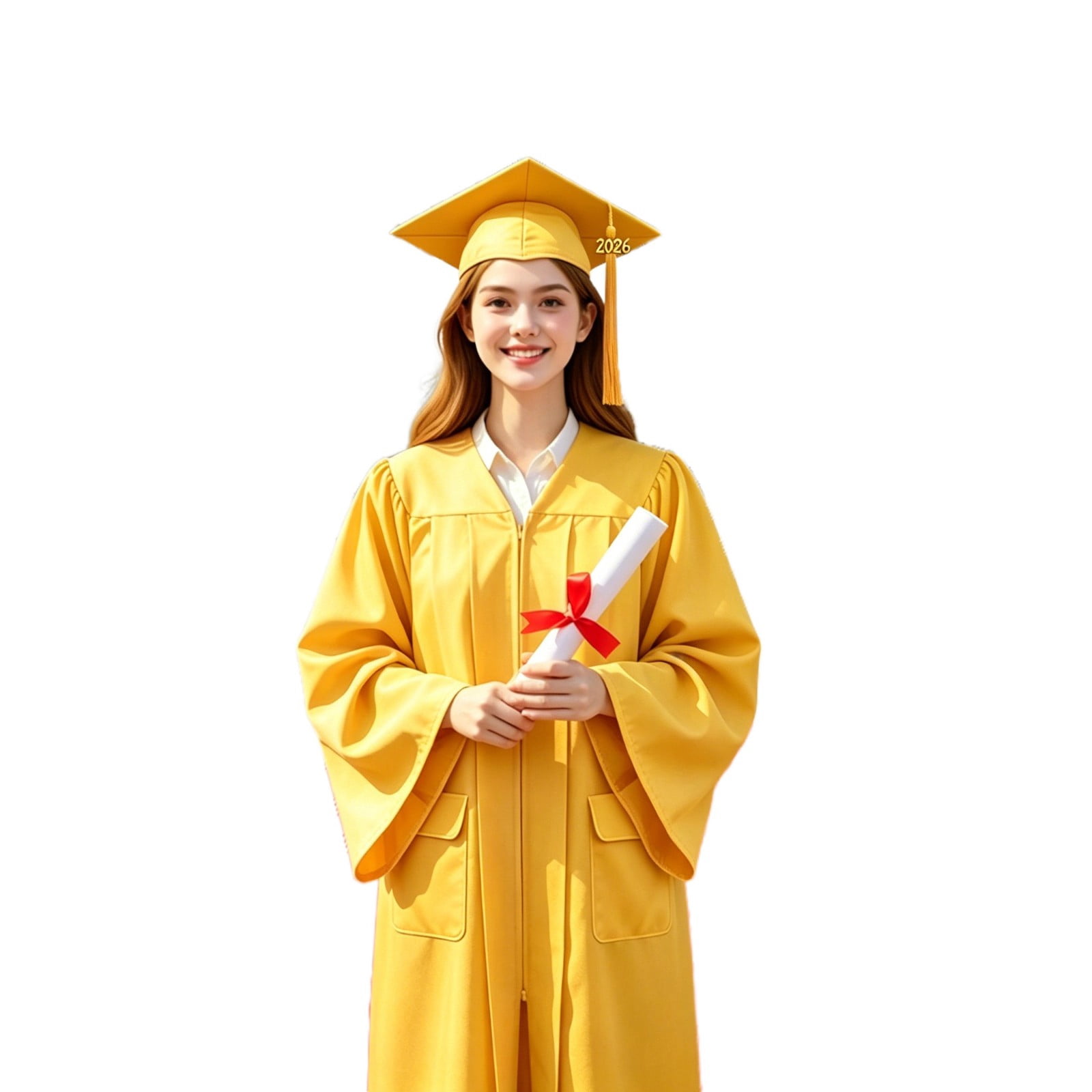 Graduation Neck Adult Graduation Gown Set with Cap and Tassel, Matte V-Neck Robe with ...