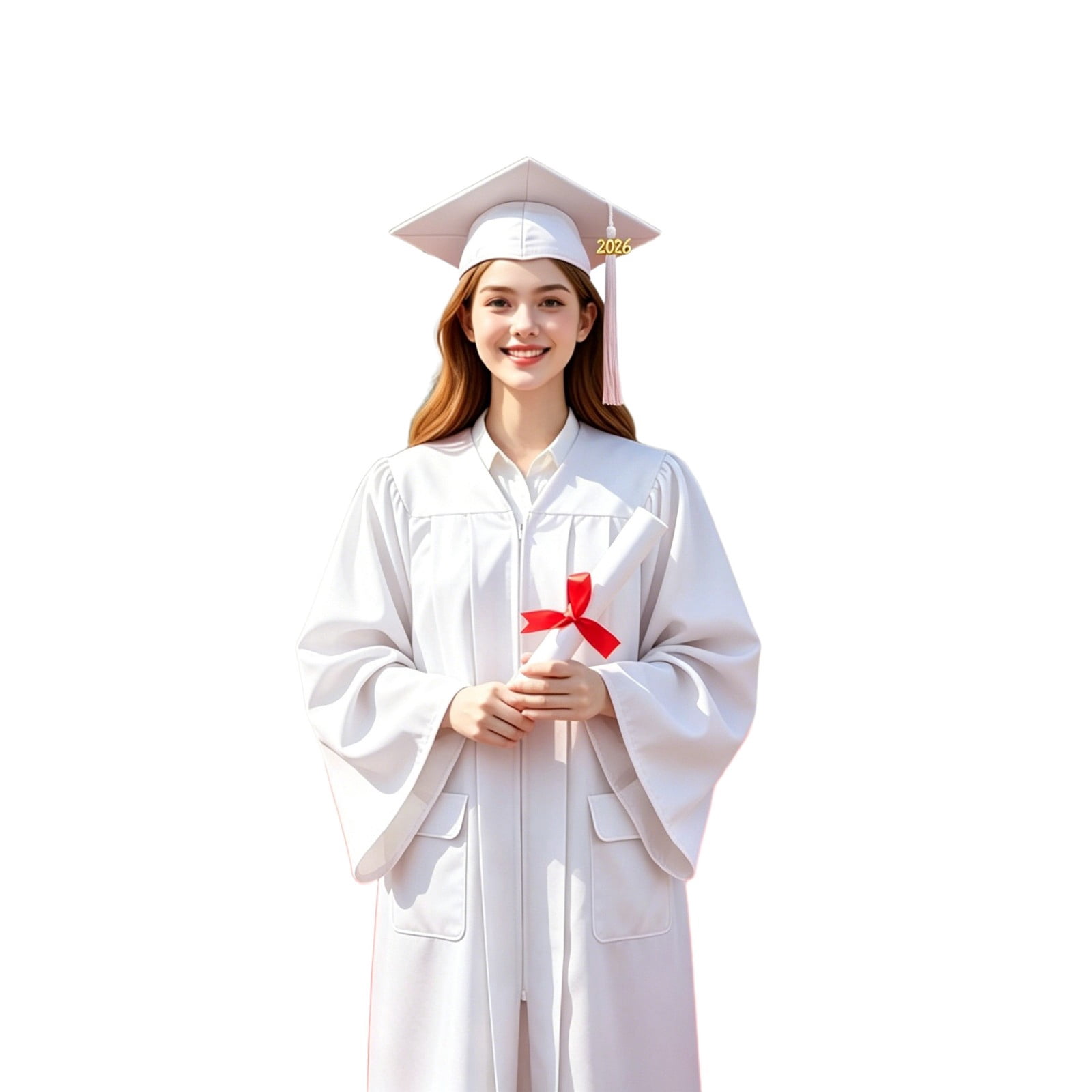 Graduation Neck Adult Graduation Gown Set with Cap and Tassel, Matte V-Neck Robe with ...