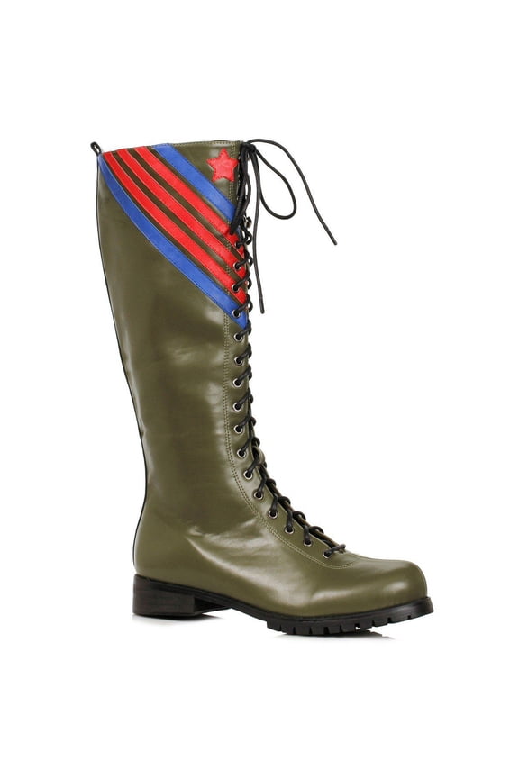 Adult Green Lace Up Fighter Pilot Boots