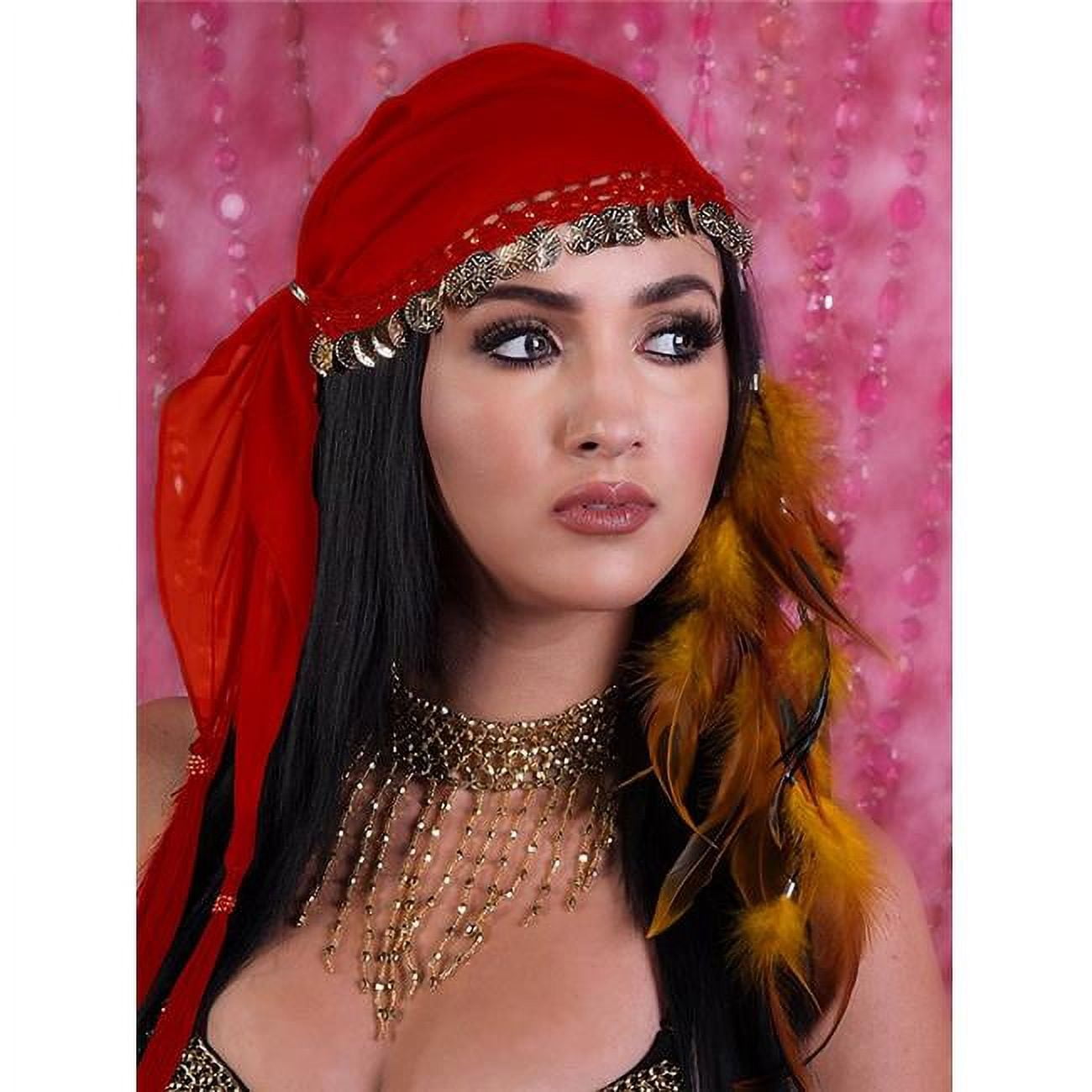 Gorgeous Gold red Tribal luxe headpiece headband Red Elven Crystal Tiara, Flame-inspired Gold Circlet  main image 2