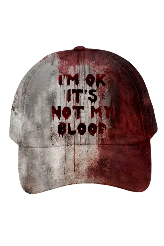 Adult Halloween Baseball Cap Gothic Letter Print Adjustable Sun Hat Curved Brim Casual Costume Accessory for Men Women Daily Wear Outdoor Seasonal Party J