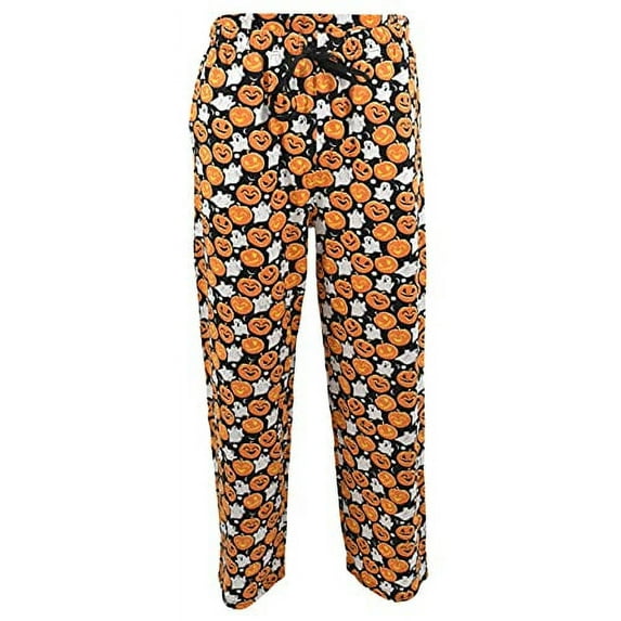 Adult Halloween Pumpkin Ghosts Pajama Pants (Sma, Orange)
