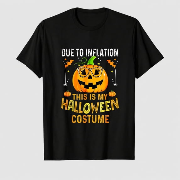 Adult Halloween Pumpkin Quote Graphic T-Shirt, 100% Cotton Short Sleeve Shirt