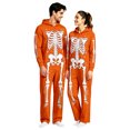 thumbnail image 1 of Adult Halloween Relaxed‑Fit One‑Piece Jumpsuit, Hooded Full‑Body Skeleton Pattern Long Sleeve Couple Loungewear, 1 of 8