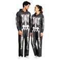 thumbnail image 1 of Adult Halloween Relaxed‑Fit One‑Piece Jumpsuit, Hooded Full‑Body Skeleton Pattern Long Sleeve Couple Loungewear, 1 of 8