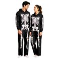 thumbnail image 1 of Adult Halloween Relaxed‑Fit One‑Piece Jumpsuit, Hooded Full‑Body Skeleton Pattern Long Sleeve Couple Loungewear, 1 of 8