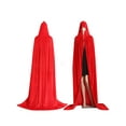thumbnail image 1 of Adult Halloween Velvet Cloak Hooded Medieval Costume Witch Vampire Halloween Costume Dress Coats, 1 of 7