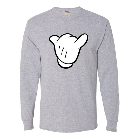 Adult Hang Loose Cartoon Hand Mickey Shaka Sign Long Sleeve T-Shirt