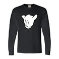 thumbnail image 1 of Adult Hang Loose Cartoon Hand Mickey Shaka Sign Long Sleeve T-Shirt, 1 of 1
