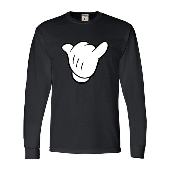 Adult Hang Loose Cartoon Hand Mickey Shaka Sign Long Sleeve T-Shirt