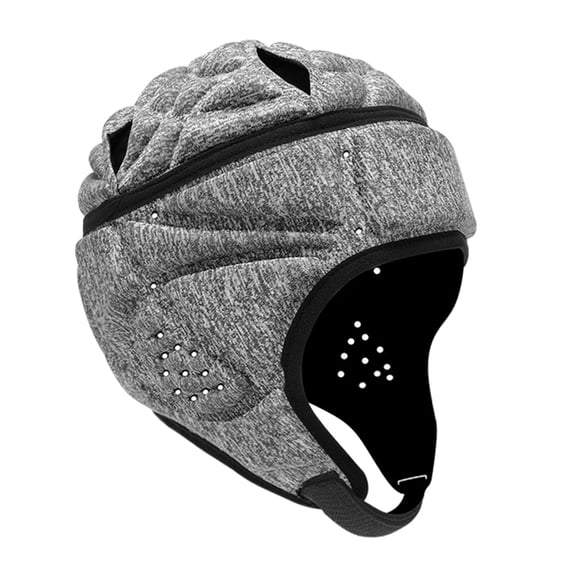 Adult Head Guard, Soft Shell Anti-Impact Helmet for Football Rugby Baseball Sports, Protective Goalkeeper Cap with Ventilation for Training & Games, Adjustable Chin Strap Safety Hat Gray