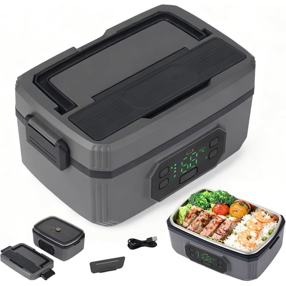 Adult Heated Lunch Box, 21000mAh -,Automatic Temperature Control Insulated Container,1.2L Leak-Proof Stainless Container for Office//Outdoor Use