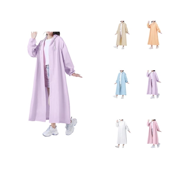 Adult Heavy Duty Waterproof Raincoat Hooded Thickened Rain Jacket for Heavy Rain, Outdoor Work, Riding & Travel