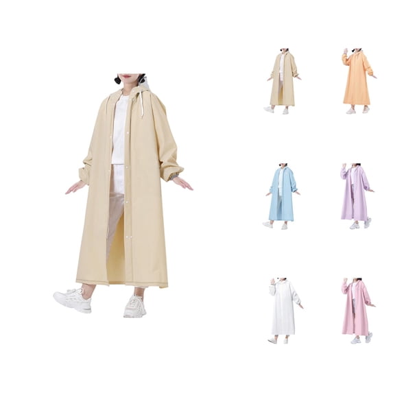Adult Heavy Duty Waterproof Raincoat Hooded Thickened Rain Jacket for Heavy Rain, Outdoor Work, Riding & Travel