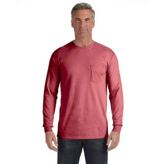 Adult Heavyweight RS Long-Sleeve Pocket T-Shirt - CRIMSON - 2XL