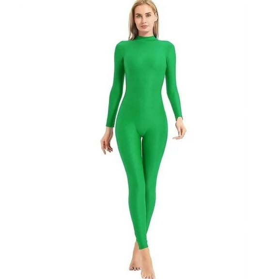 Adult High Neck Zip Full Body Leotard Bodycon Jumpsuit for Women