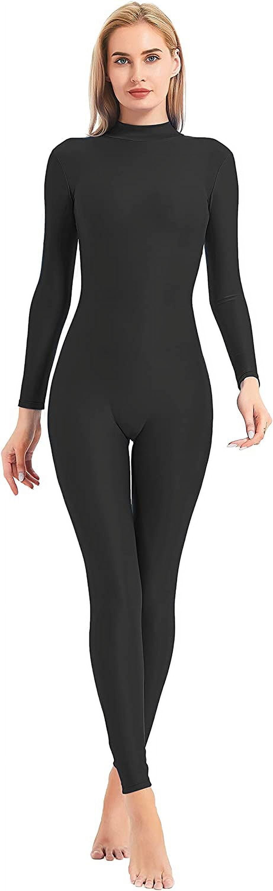 Adult High Neck Zip One Piece Unitard Full Body Leotard Bodycon