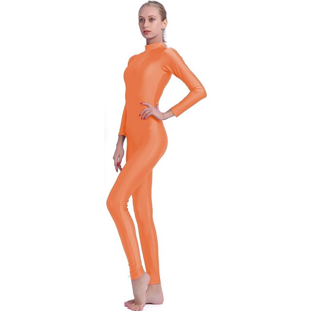 Adult High Neck Zip One Piece Unitard Full Body Leotard Bodycon