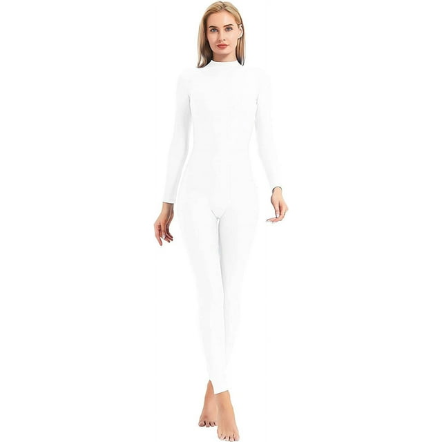 Adult High Neck Zip Unitard Full Body Leotard Bodycon Jumpsuit for ...