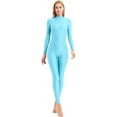 thumbnail image 1 of Adult High Neck Zip Unitard Full Body Leotard Bodycon Jumpsuit for Women, 1 of 15